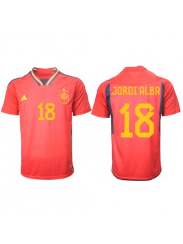 Spanien Jordi Alba #18 Heimtrikot WM 2022 Kurzarm